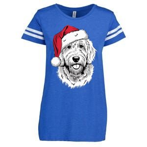 Joyful Doodle Santa Dog On Golden Doodle Christmas Enza Ladies Jersey Football T-Shirt