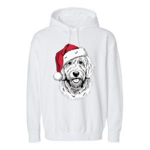 Joyful Doodle Santa Dog On Golden Doodle Christmas Garment-Dyed Fleece Hoodie