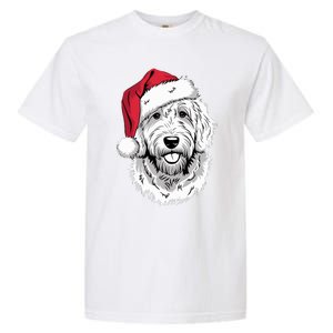 Joyful Doodle Santa Dog On Golden Doodle Christmas Garment-Dyed Heavyweight T-Shirt