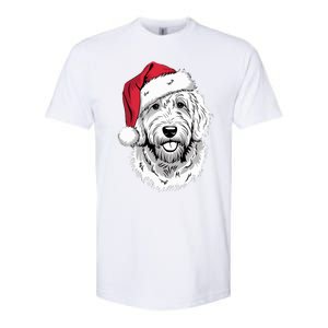 Joyful Doodle Santa Dog On Golden Doodle Christmas Softstyle CVC T-Shirt