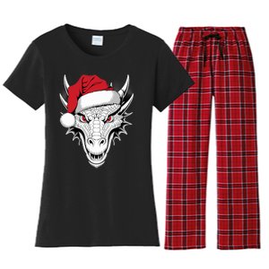 Joyful Dragon Santa On Dragon Christmas Women's Flannel Pajama Set