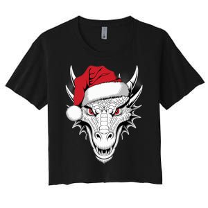 Joyful Dragon Santa On Dragon Christmas Women's Crop Top Tee