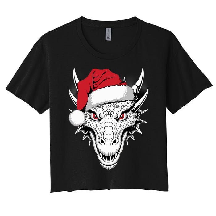 Joyful Dragon Santa On Dragon Christmas Women's Crop Top Tee