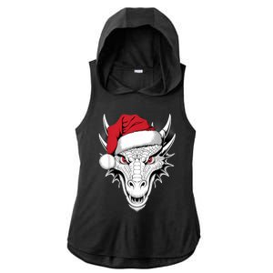 Joyful Dragon Santa On Dragon Christmas Ladies PosiCharge Tri-Blend Wicking Draft Hoodie Tank