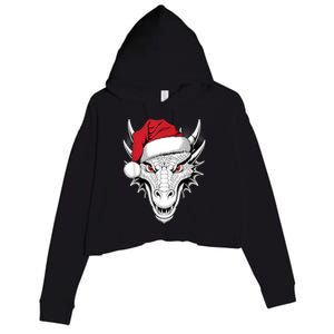 Joyful Dragon Santa On Dragon Christmas Crop Fleece Hoodie