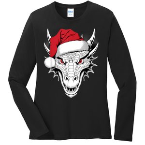 Joyful Dragon Santa On Dragon Christmas Ladies Long Sleeve Shirt