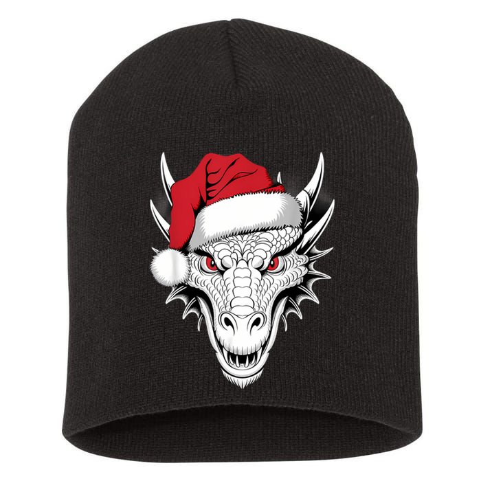 Joyful Dragon Santa On Dragon Christmas Short Acrylic Beanie