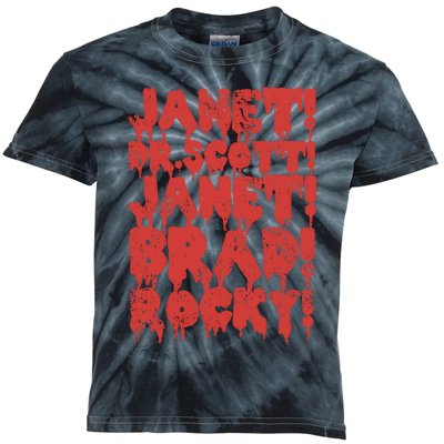 Janet Dr Scott Janet Brad Rocky Horrror Show Halloween Kids Tie-Dye T-Shirt