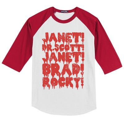 Janet Dr Scott Janet Brad Rocky Horrror Show Halloween Kids Colorblock Raglan Jersey