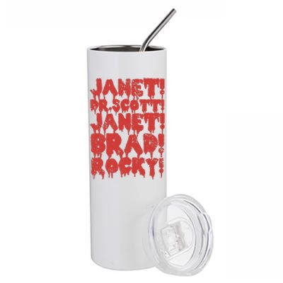 Janet Dr Scott Janet Brad Rocky Horrror Show Halloween Stainless Steel Tumbler