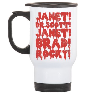 Janet Dr Scott Janet Brad Rocky Horrror Show Halloween Stainless Steel Travel Mug