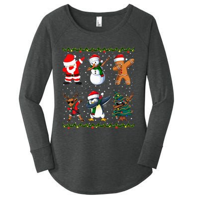 Jolly Dabbing Santa Festive Friends A Merry Squad  Women's Perfect Tri Tunic Long Sleeve Shirt