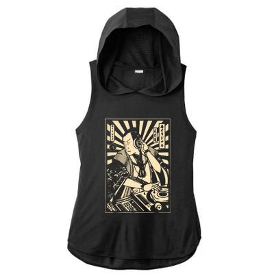 Japanese DJ Samurai Warrior Bushido Code Swordsmen Anime Manga Ladies PosiCharge Tri-Blend Wicking Draft Hoodie Tank