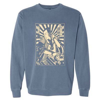 Japanese DJ Samurai Warrior Bushido Code Swordsmen Anime Manga Garment-Dyed Sweatshirt