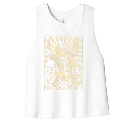 Japanese DJ Samurai Warrior Bushido Code Swordsmen Anime Manga Women's Racerback Cropped Tank