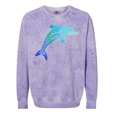 Jumping Dolphin Tribal Colorblast Crewneck Sweatshirt