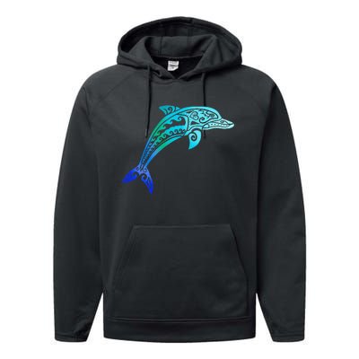 Jumping Dolphin Tribal Performance Fleece Hoodie