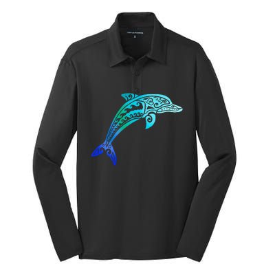 Jumping Dolphin Tribal Silk Touch Performance Long Sleeve Polo