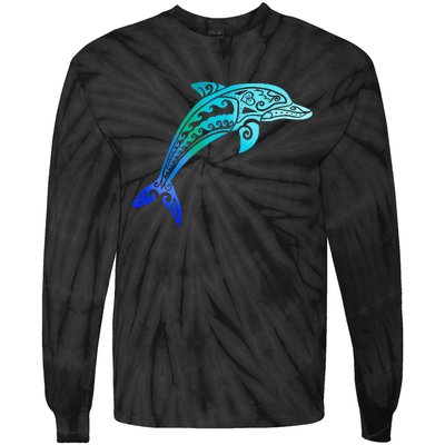 Jumping Dolphin Tribal Tie-Dye Long Sleeve Shirt