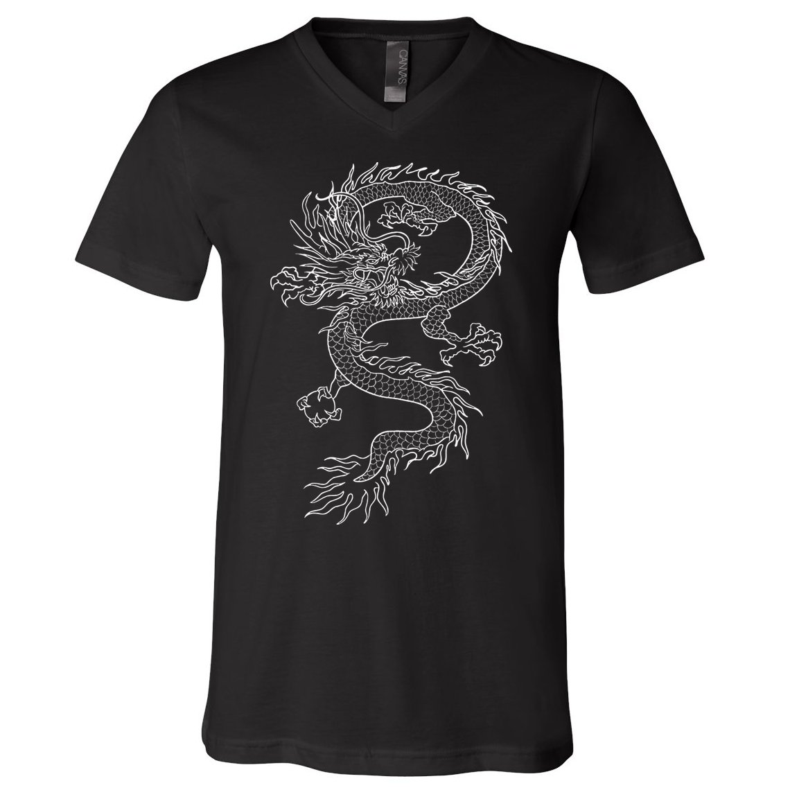 Japan Dragon Tattoo Drawing Traditional Japanese V-Neck T-Shirt