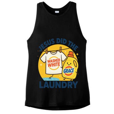 Jesus Did The Laundry Washed White By Grace Funny Christian Ladies PosiCharge Tri-Blend Wicking Tank