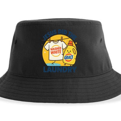 Jesus Did The Laundry Washed White By Grace Funny Christian Sustainable Bucket Hat