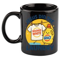 Jesus Did The Laundry Washed White By Grace Funny Christian 11oz C Handle Ceramic Mug