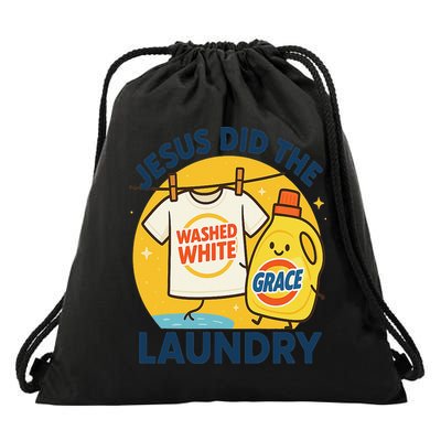 Jesus Did The Laundry Washed White By Grace Funny Christian Drawstring Bag