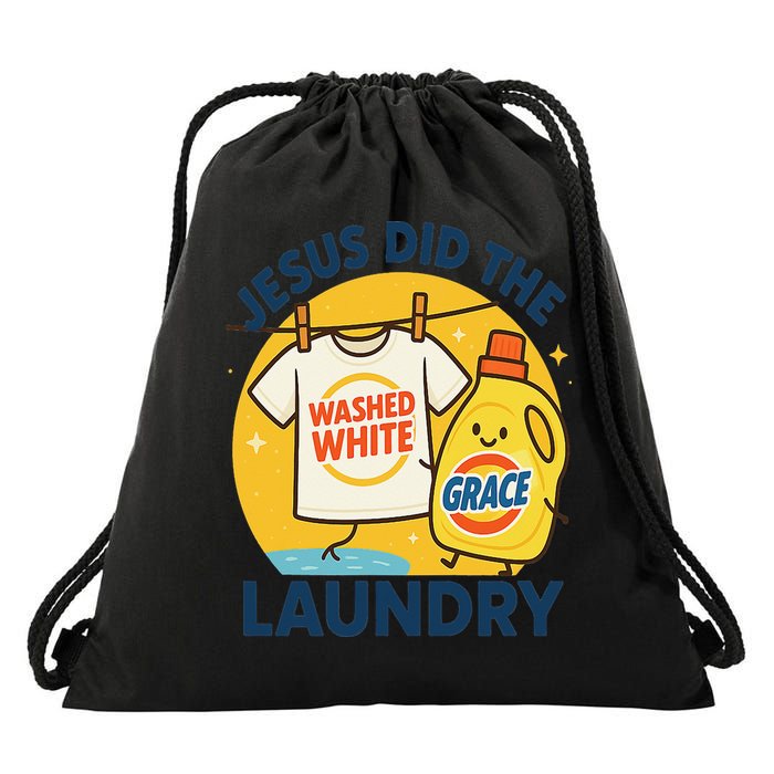 Jesus Did The Laundry Washed White By Grace Funny Christian Drawstring Bag