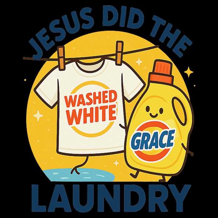 Jesus Did The Laundry Washed White By Grace Funny Christian Drawstring Bag