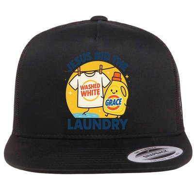 Jesus Did The Laundry Washed White By Grace Funny Christian Flat Bill Trucker Hat