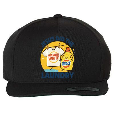 Jesus Did The Laundry Washed White By Grace Funny Christian Wool Snapback Cap