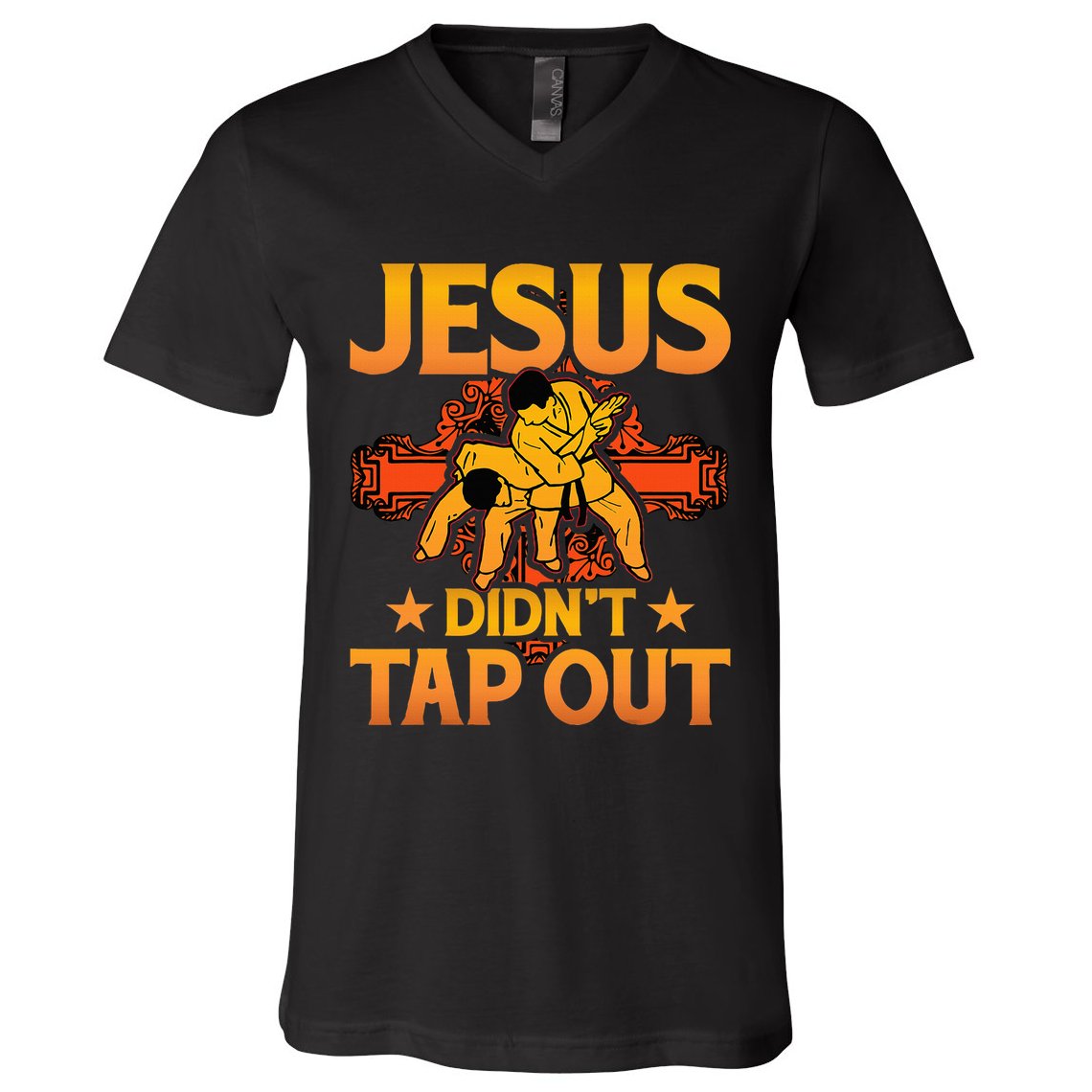 Jesus DidnT Tap Out Brazilian Jiujitsu Bjj Grappling V-Neck T-Shirt