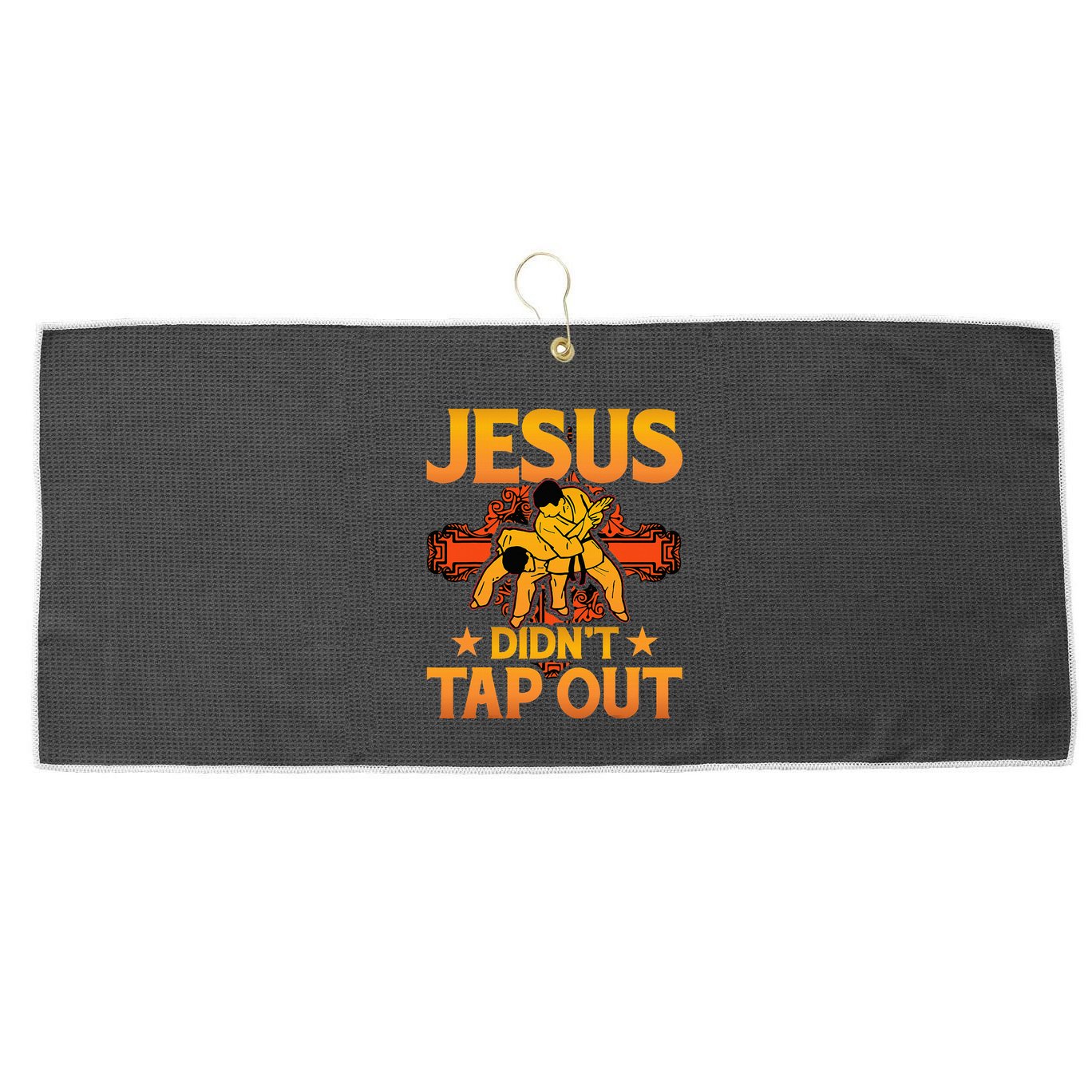 Jesus DidnT Tap Out Brazilian Jiujitsu Bjj Grappling Large Microfiber Waffle Golf Towel