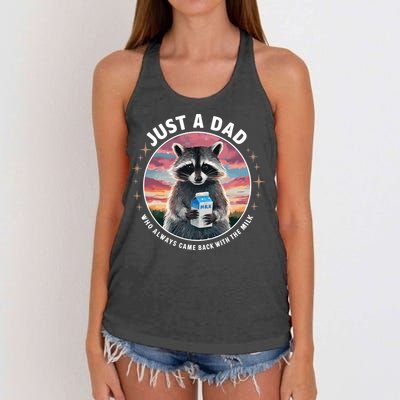 Just Dad Who Always Came Back With Milk Women's Knotted Racerback Tank
