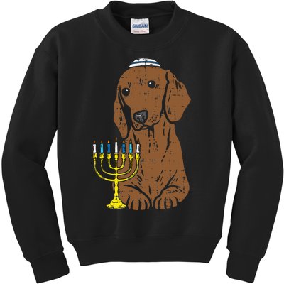 Jewish Dachshund Wiener Dog Hanukkah Pajamas Chanukah PJs  Kids Sweatshirt