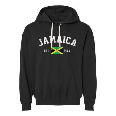 Jamaica Est. 1962 Jamaican Flag Independence Day Garment-Dyed Fleece Hoodie