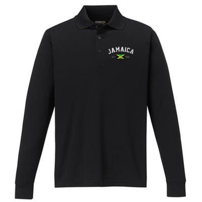 Jamaica Est. 1962 Jamaican Flag Independence Day Performance Long Sleeve Polo