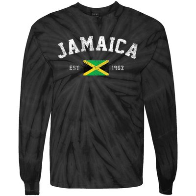 Jamaica Est. 1962 Jamaican Flag Independence Day Tie-Dye Long Sleeve Shirt