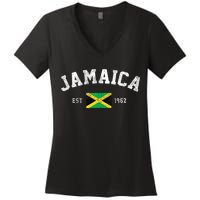Jamaica Est. 1962 Jamaican Flag Independence Day Women's V-Neck T-Shirt