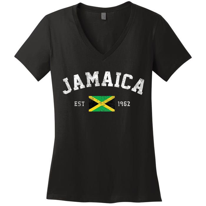 Jamaica Est. 1962 Jamaican Flag Independence Day Women's V-Neck T-Shirt