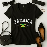 Jamaica Est. 1962 Jamaican Flag Independence Day Women's V-Neck T-Shirt