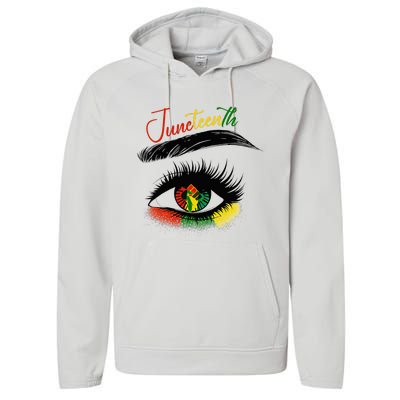 Juneteenth Eye African American Women Black History Pride Performance Fleece Hoodie