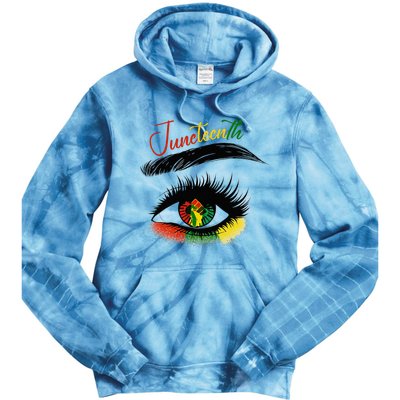 Juneteenth Eye African American Women Black History Pride Tie Dye Hoodie