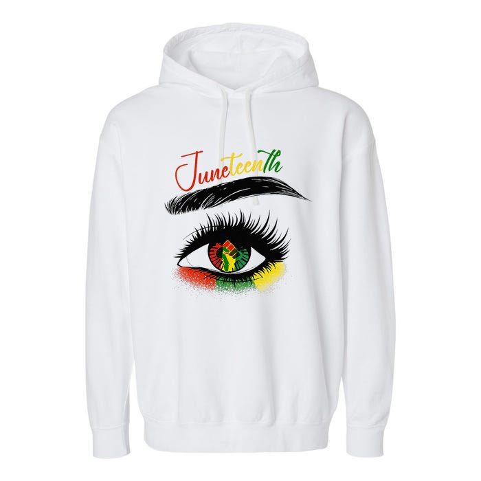 Juneteenth Eye African American Women Black History Pride Garment-Dyed Fleece Hoodie