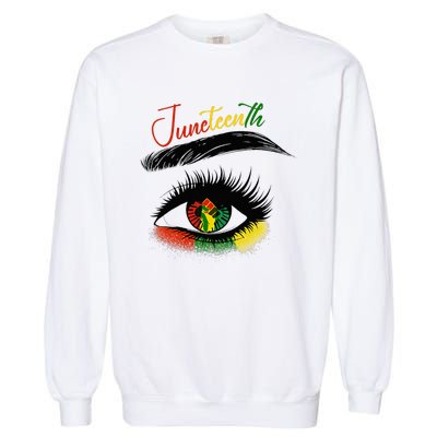 Juneteenth Eye African American Women Black History Pride Garment-Dyed Sweatshirt