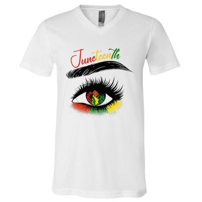 Juneteenth Eye African American Women Black History Pride V-Neck T-Shirt