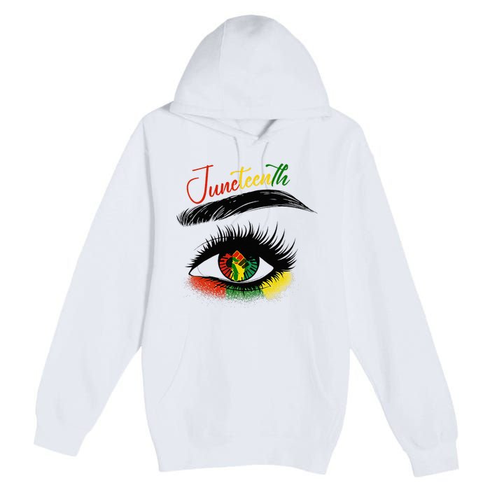 Juneteenth Eye African American Women Black History Pride Premium Pullover Hoodie