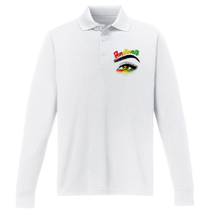 Juneteenth Eye African American Performance Long Sleeve Polo