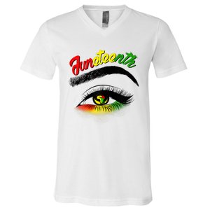 Juneteenth Eye African American V-Neck T-Shirt